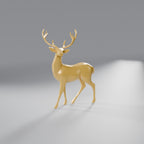 Rena Decorativa Low Poly em Pé, Dourado