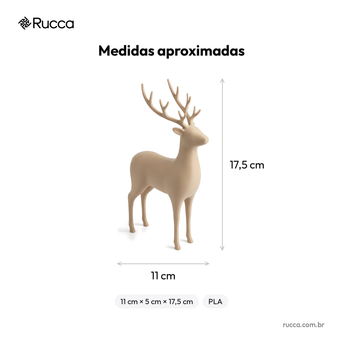 Rena Decorativa Minimalista Japandi 17,5 cm — Rucca 3D