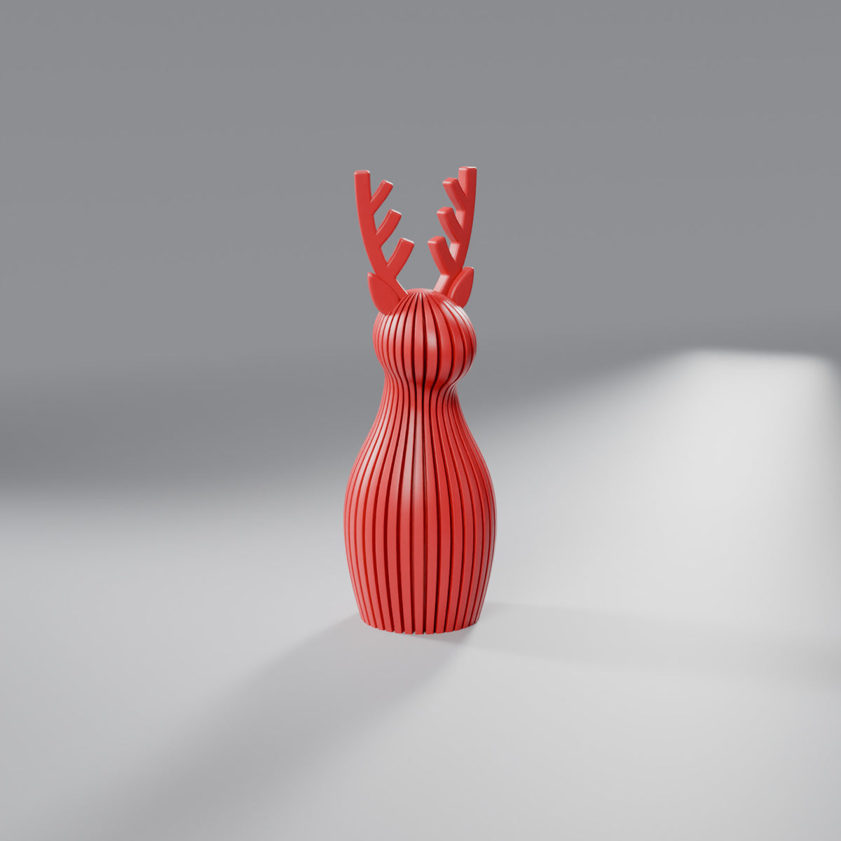 Rena Natalina Minimalista Japandi 13,5 cm, Vermelho Coração