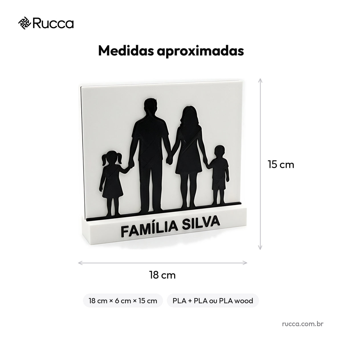 Silhueta Personalizada da Família ou do Casal — Rucca 3D