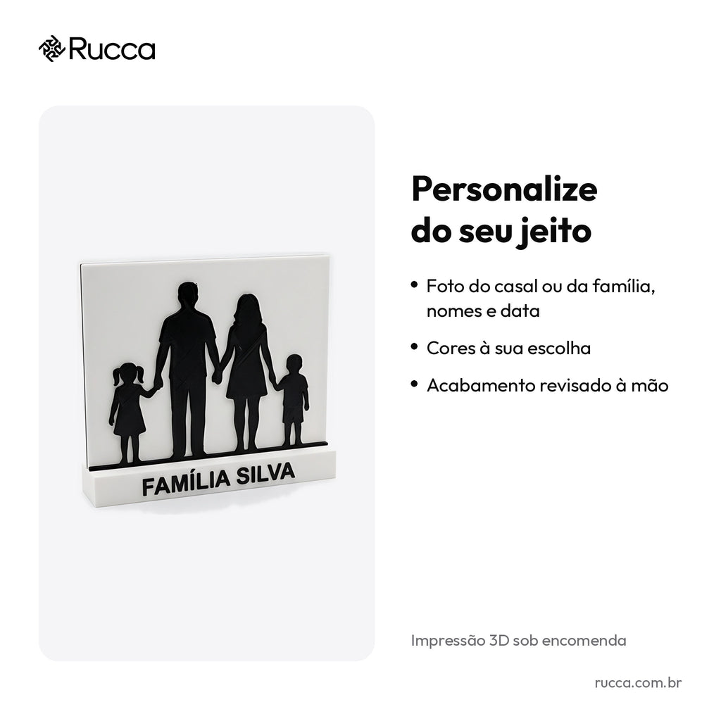 Silhueta Personalizada da Família ou do Casal — Rucca 3D