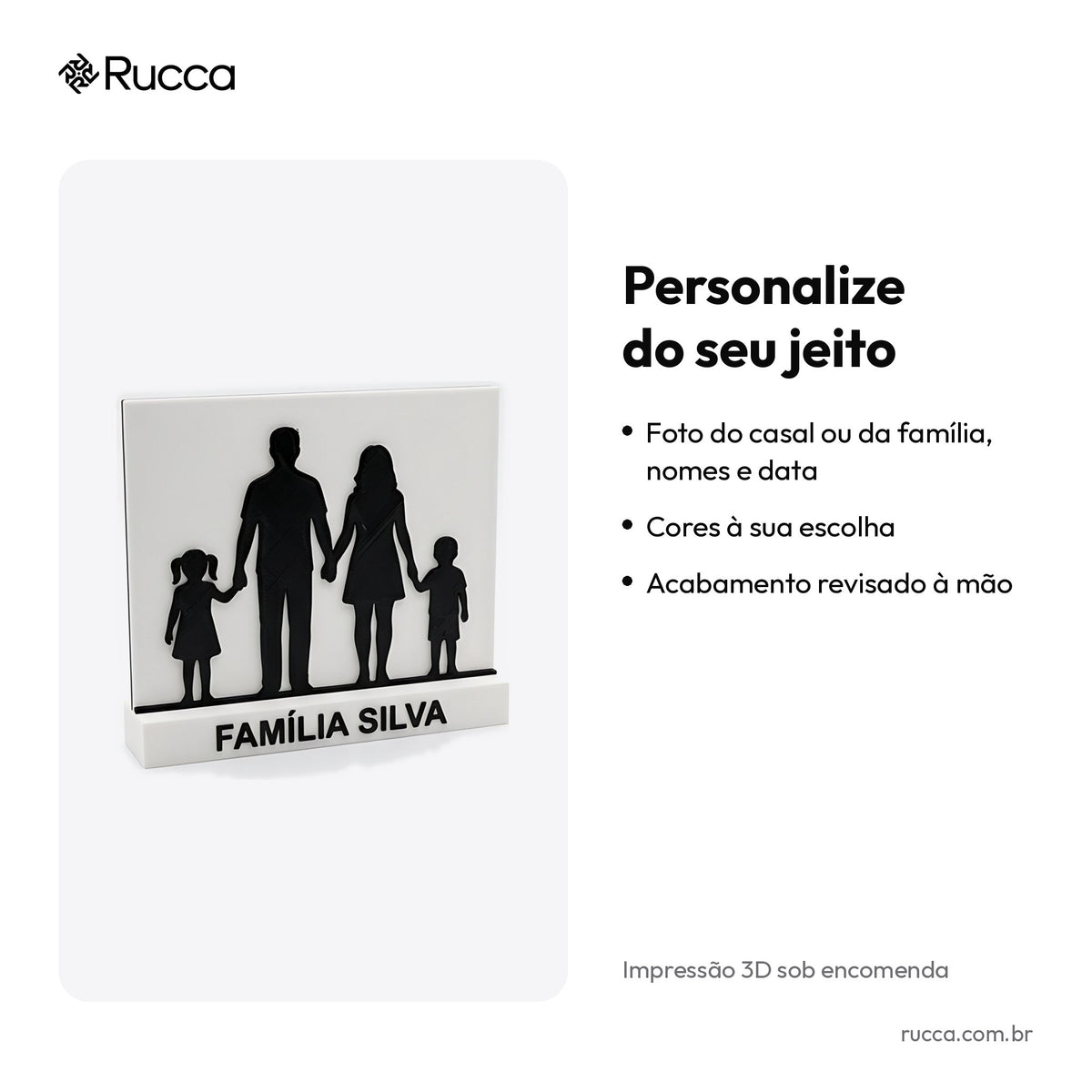 Silhueta Personalizada da Família ou do Casal — Rucca 3D