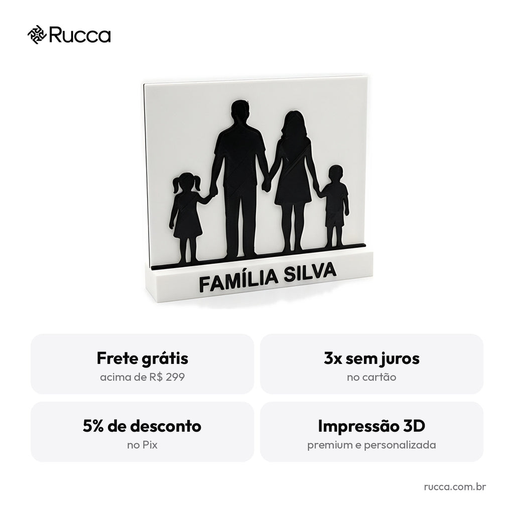 Silhueta Personalizada da Família ou do Casal — Rucca 3D