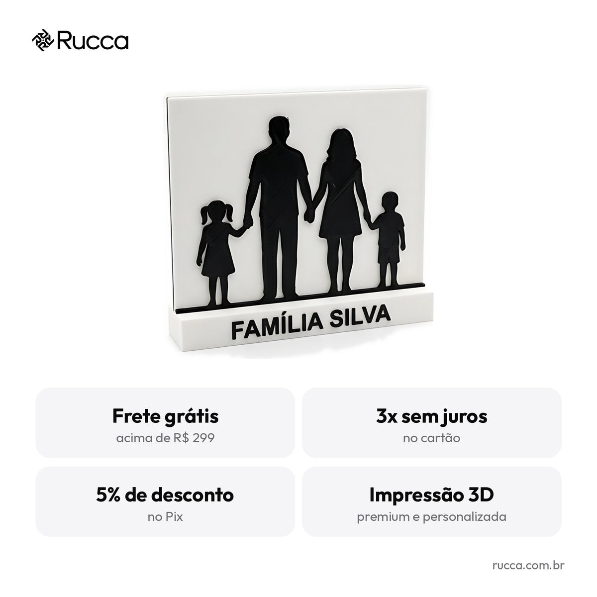 Silhueta Personalizada da Família ou do Casal — Rucca 3D