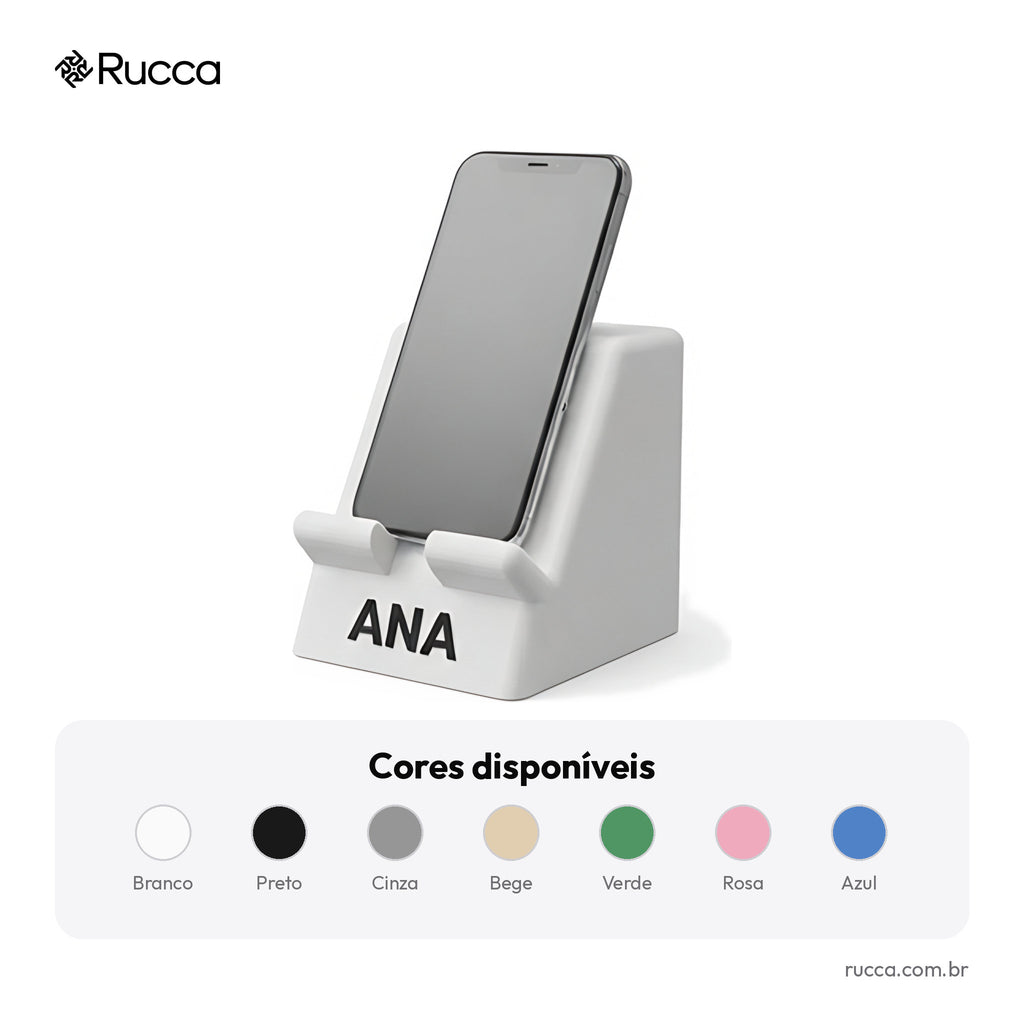 Suporte de celular de mesa com nome — Rucca 3D