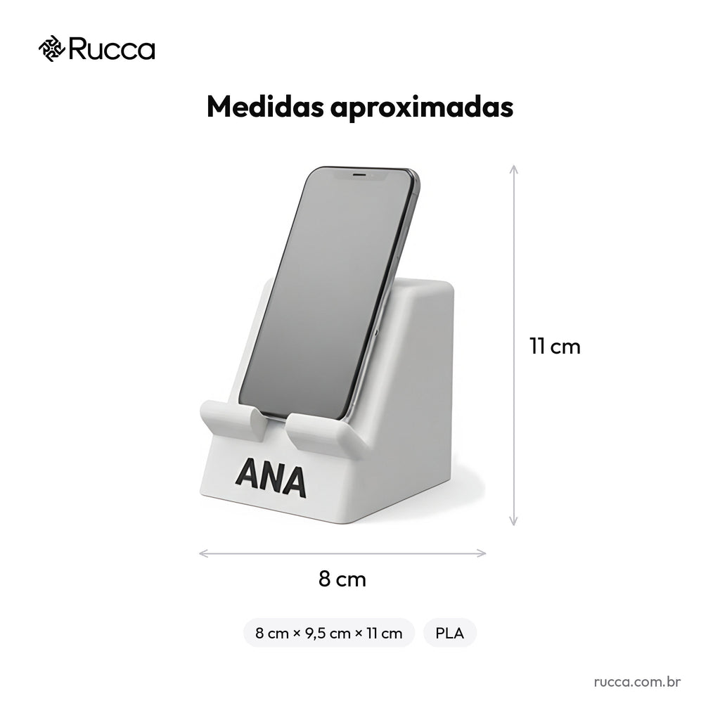 Suporte de celular de mesa com nome — Rucca 3D