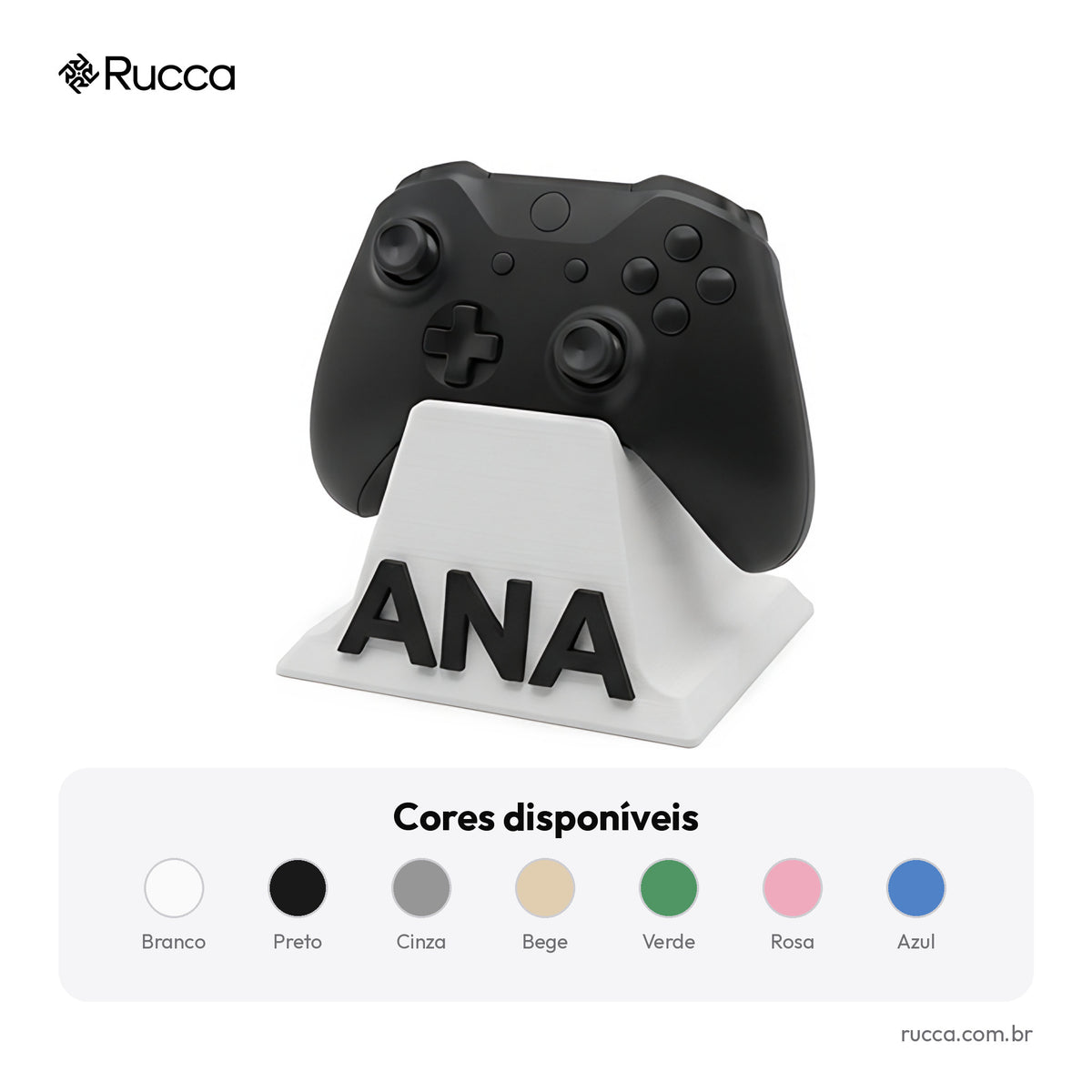 Suporte de controle de videogame com nome — Rucca 3D