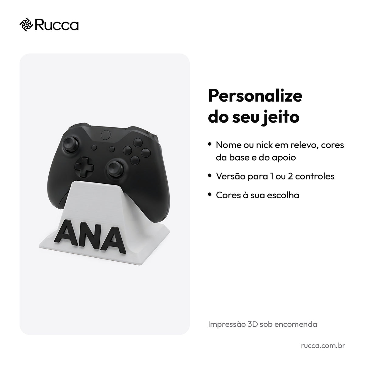 Suporte de controle de videogame com nome — Rucca 3D