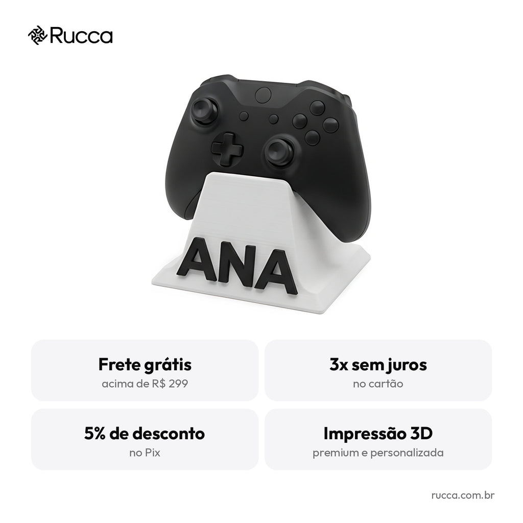 Suporte de controle de videogame com nome — Rucca 3D