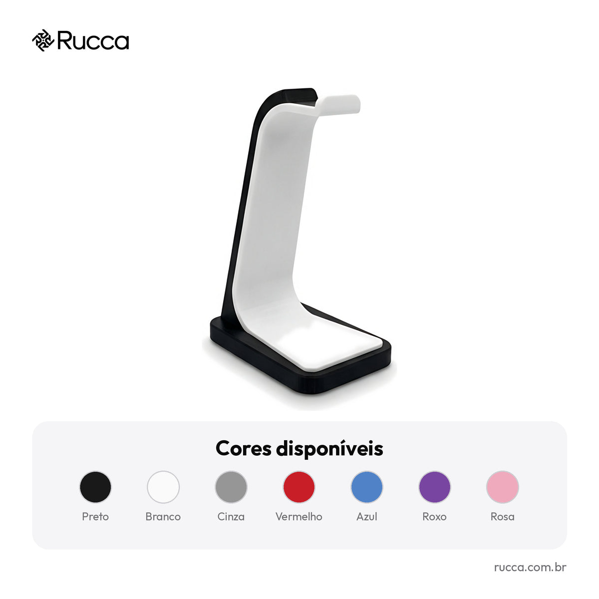 Suporte de Fone de Ouvido com Nome — Rucca 3D