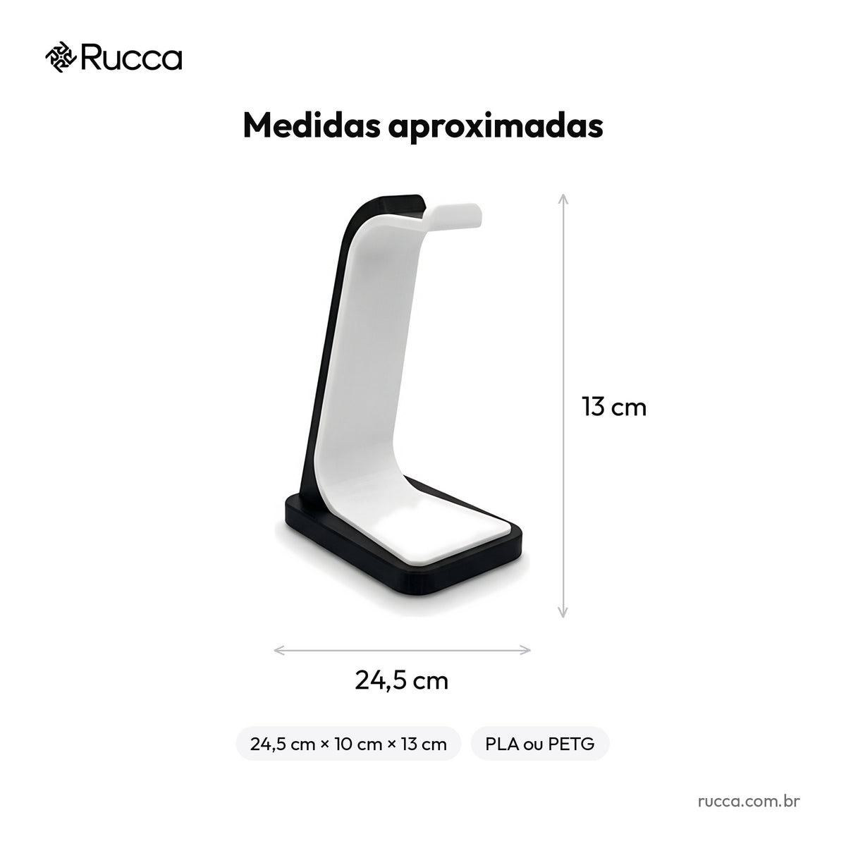 Suporte de Fone de Ouvido com Nome — Rucca 3D
