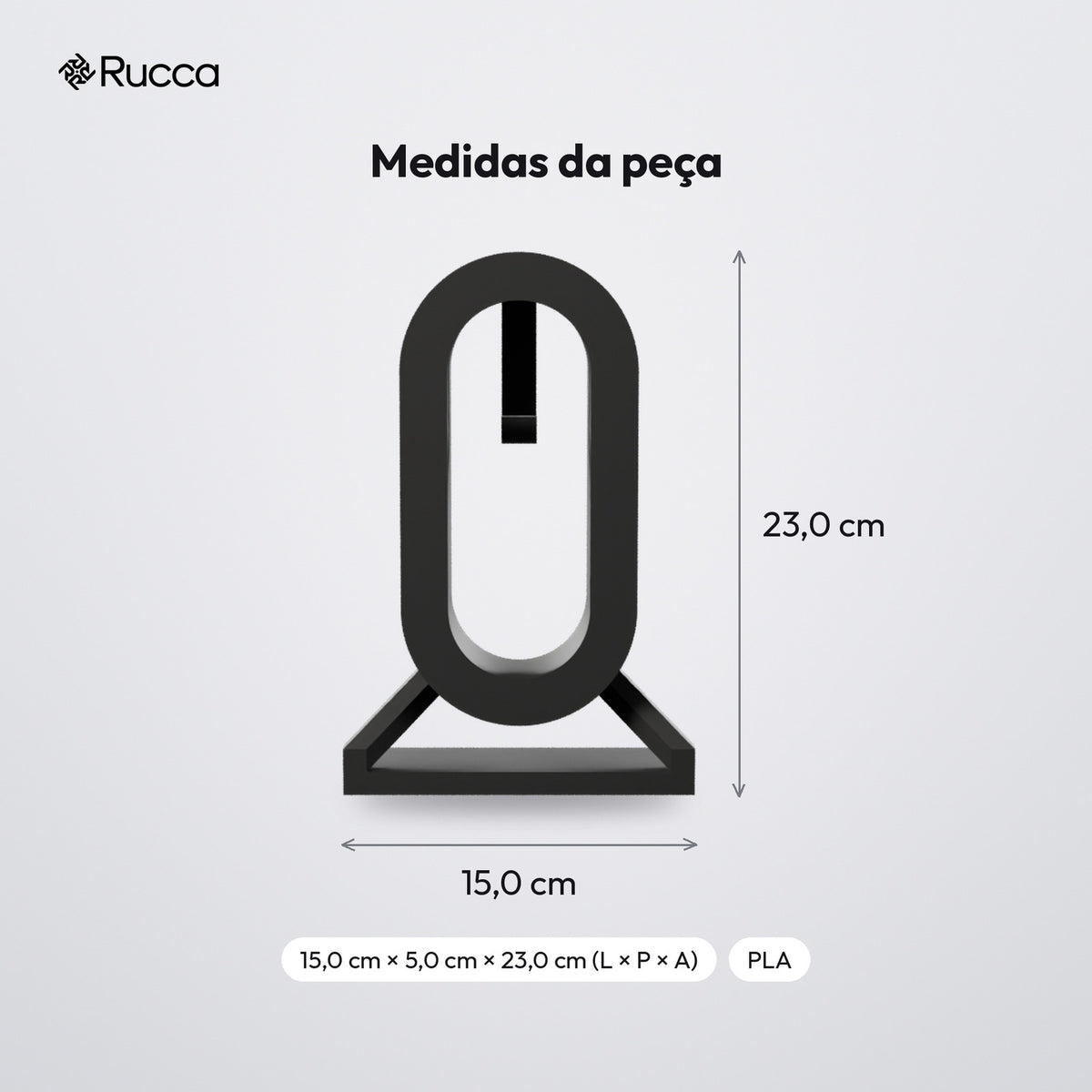 Suporte de Mesa para Headphone com Gancho para Cabo: medidas