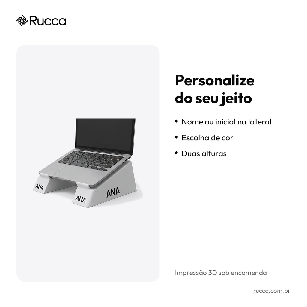 Suporte ergonômico para notebook — Rucca 3D