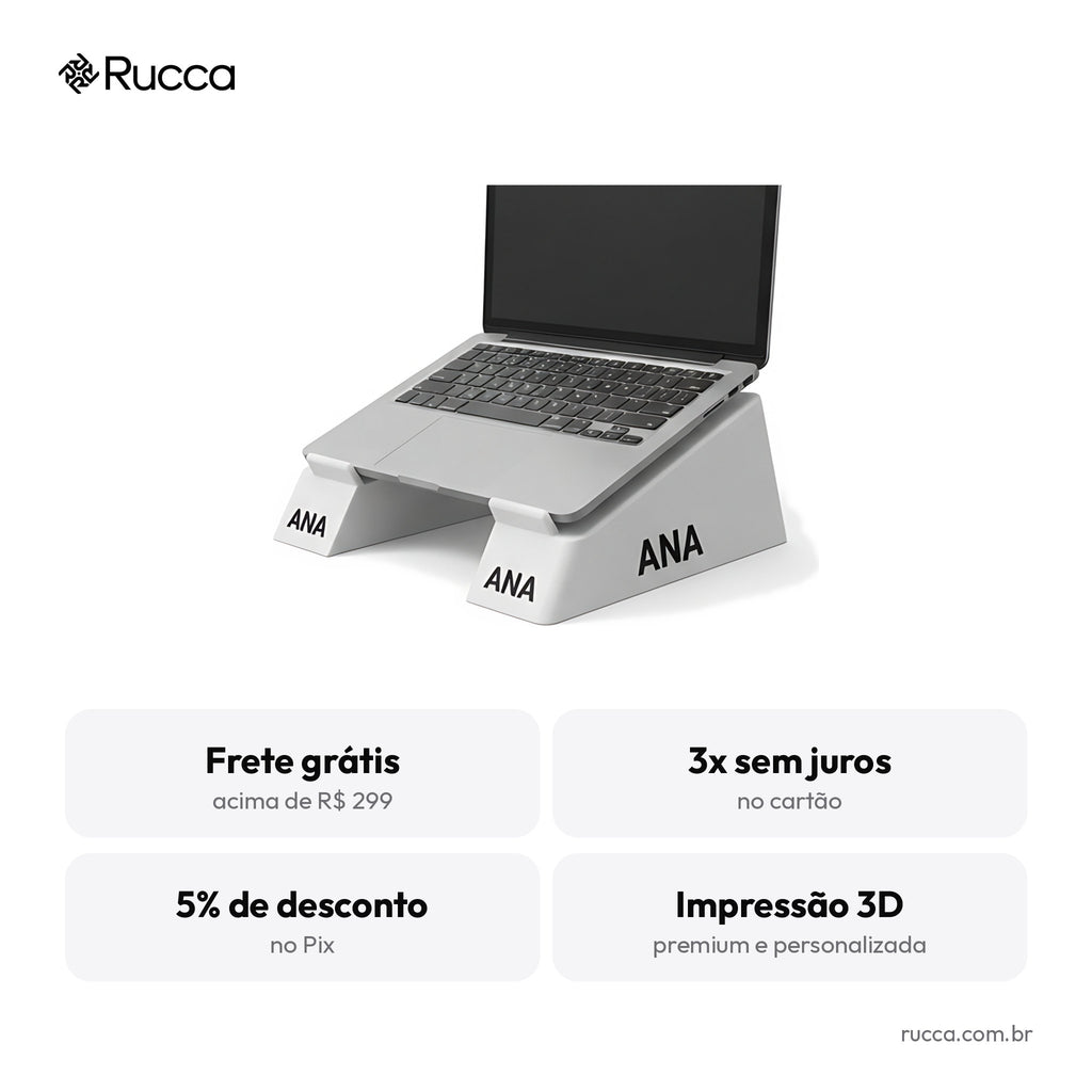 Suporte ergonômico para notebook — Rucca 3D