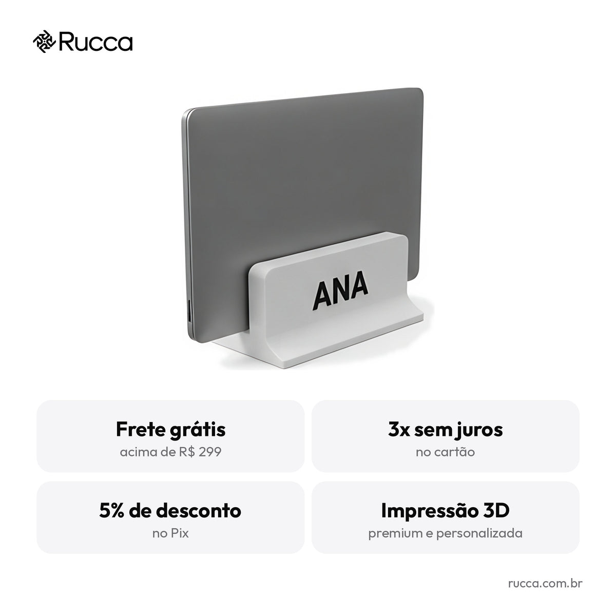 Suporte vertical para notebook — Rucca 3D