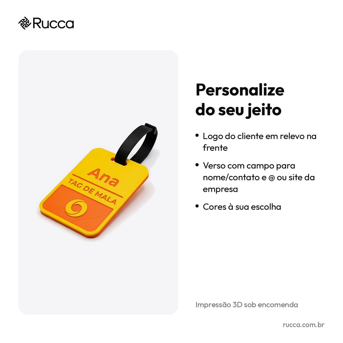 Tag de Mala com Logo — Rucca 3D