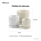 Trio de Cachepôs Canelados com Pratinho — Rucca 3D