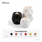 Trio de Porta-Velas Geométricos com Vela LED — Rucca 3D