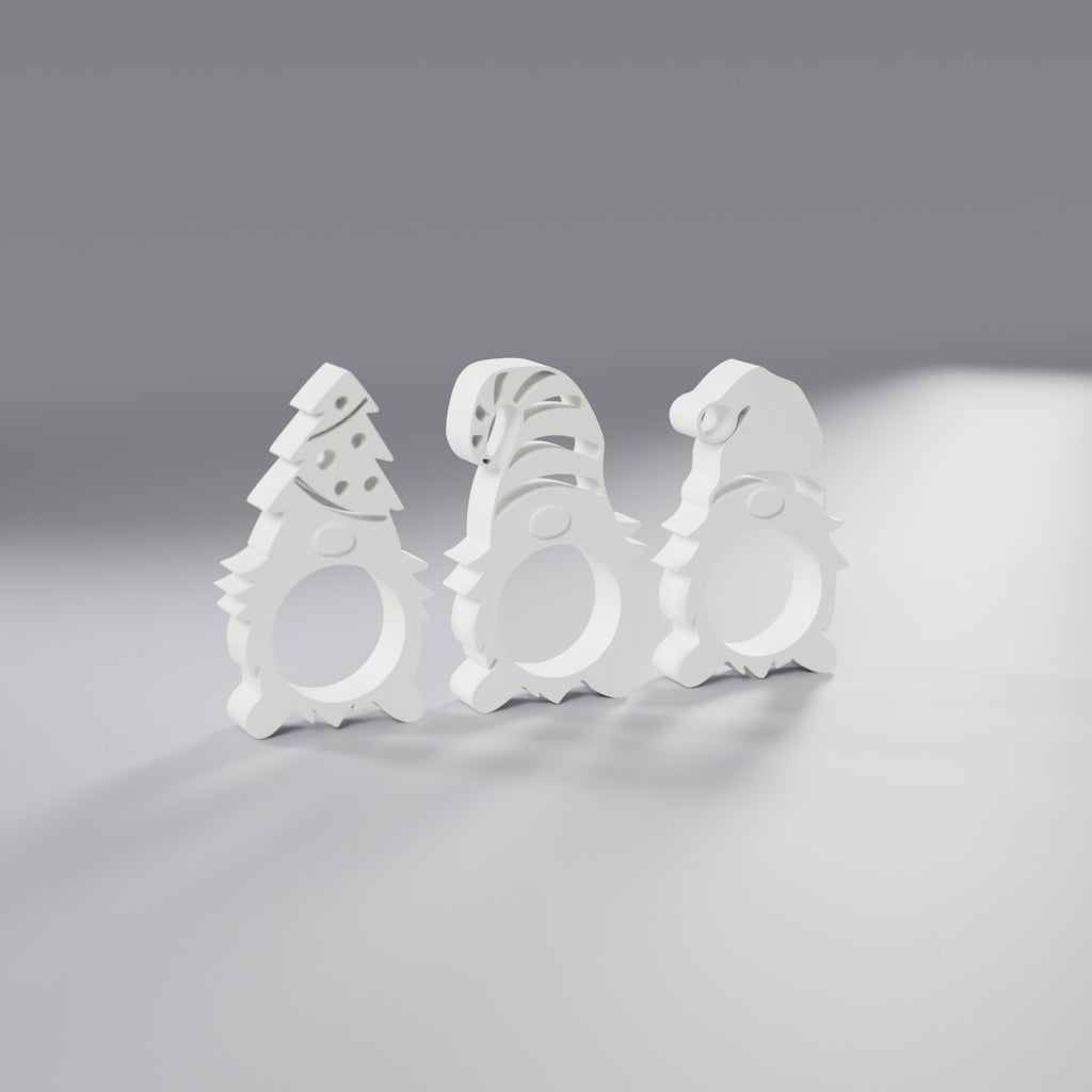 Trio de Gnomos de Natal Porta-Bombom, Branco