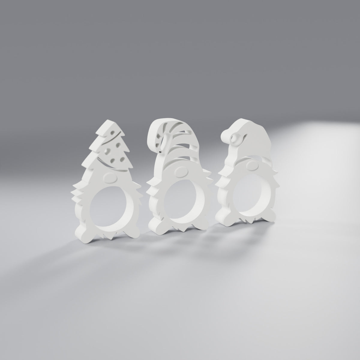 Trio de Gnomos de Natal Porta-Bombom, Branco