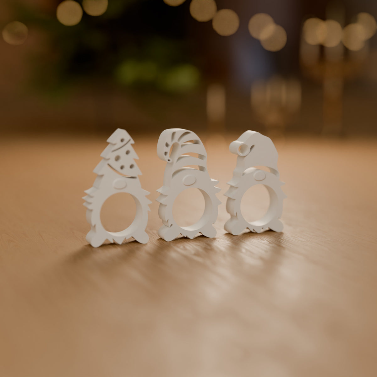 Trio de Gnomos de Natal Porta-Bombom decorando o ambiente