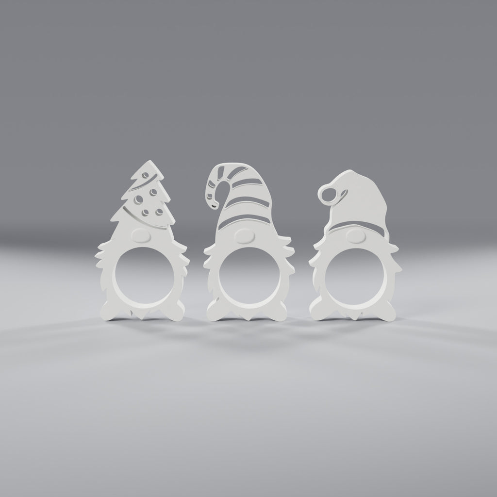 Trio de Gnomos de Natal Porta-Bombom, vista frontal