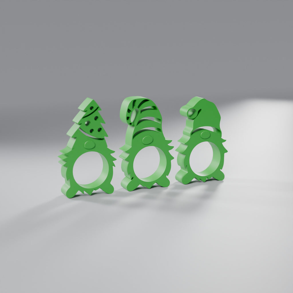 Trio de Gnomos de Natal Porta-Bombom, Verde Grama
