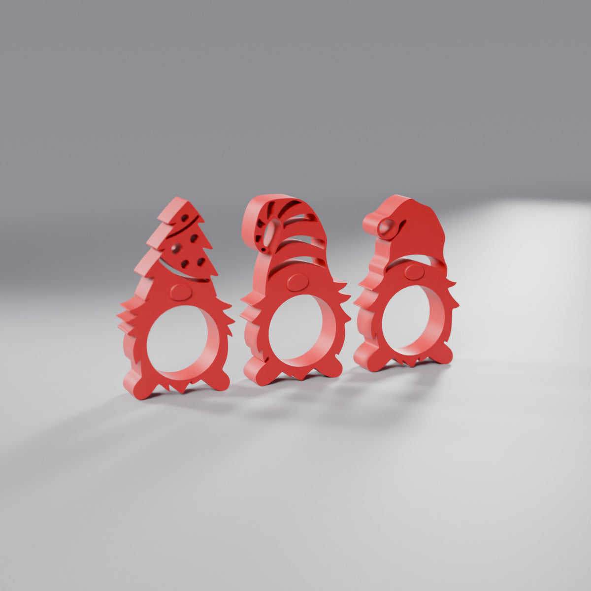Trio de Gnomos de Natal Porta-Bombom, Vermelho Coração