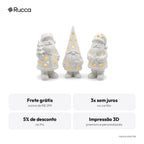 Trio Luminárias de Natal com Vela LED (Papai Noel e Gnomo) — Rucca 3D