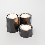 Trio de Porta-Velas Geométricos Low Poly, detalhe do acabamento