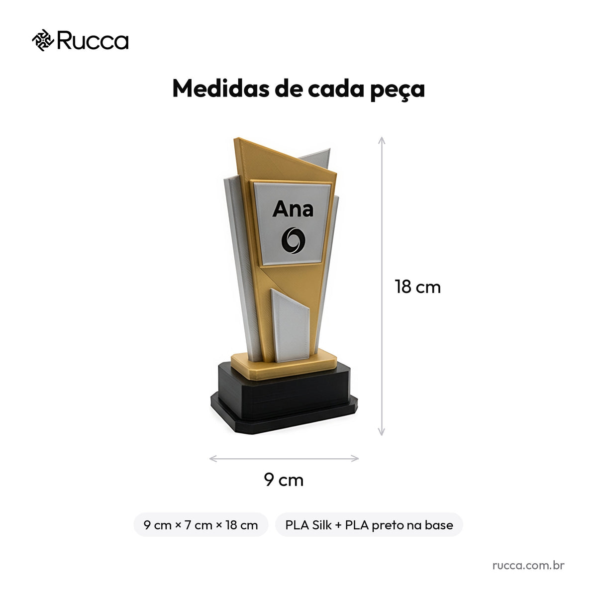 Troféu Corporativo Personalizado com Logo — Rucca 3D