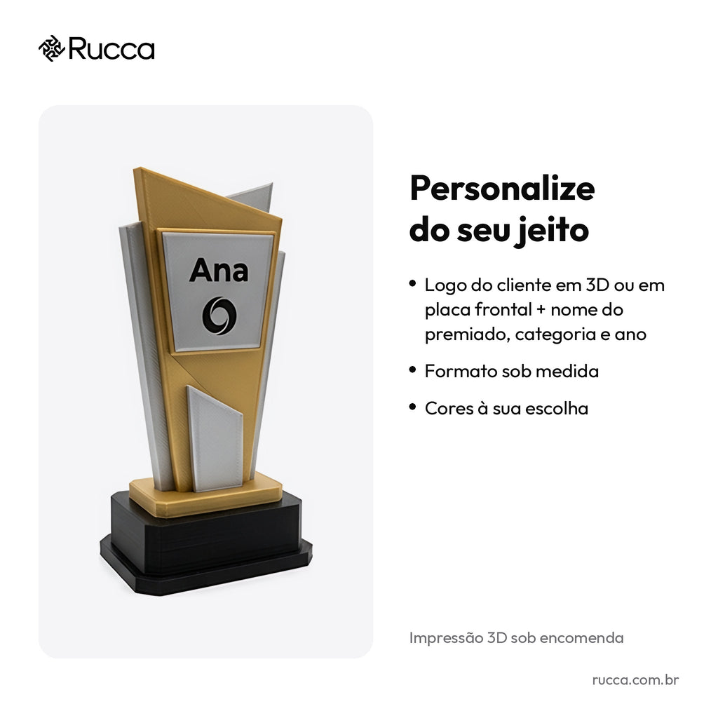 Troféu Corporativo Personalizado com Logo — Rucca 3D