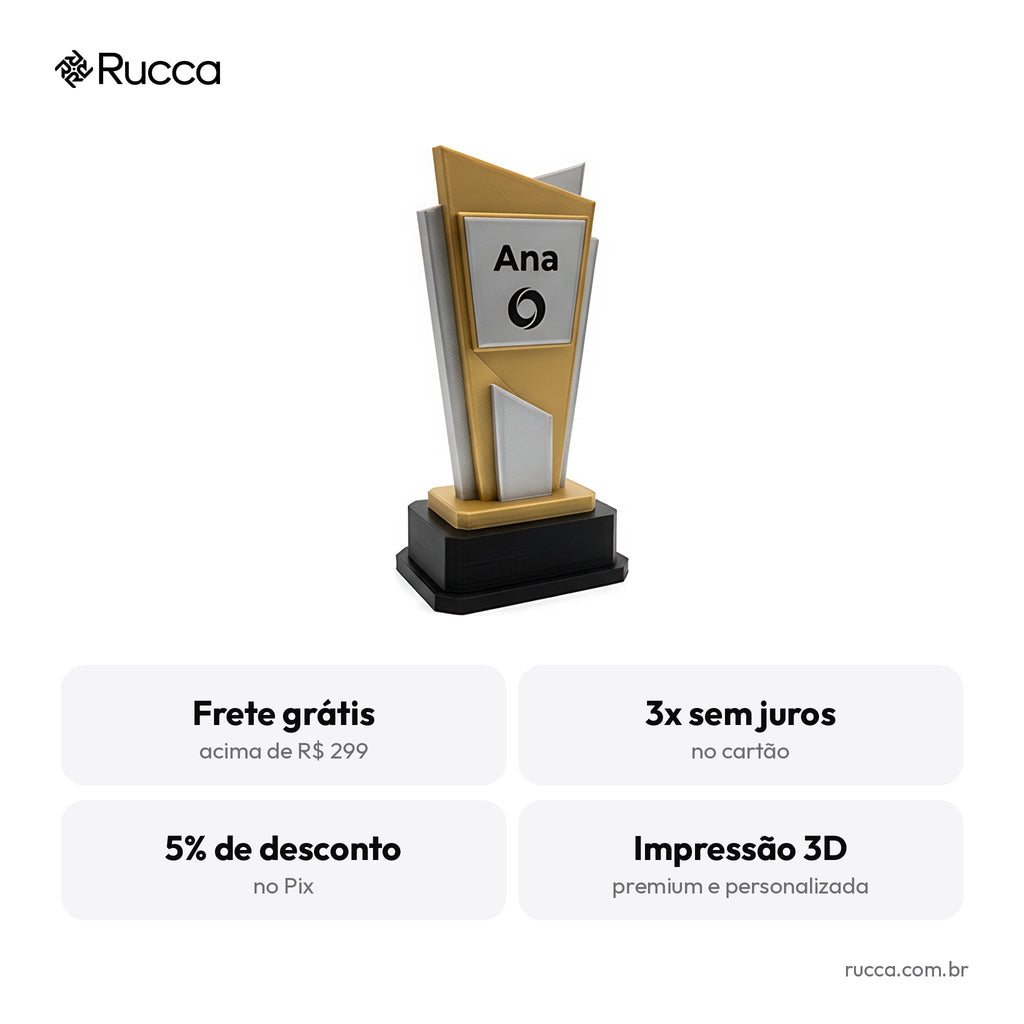 Troféu Corporativo Personalizado com Logo — Rucca 3D