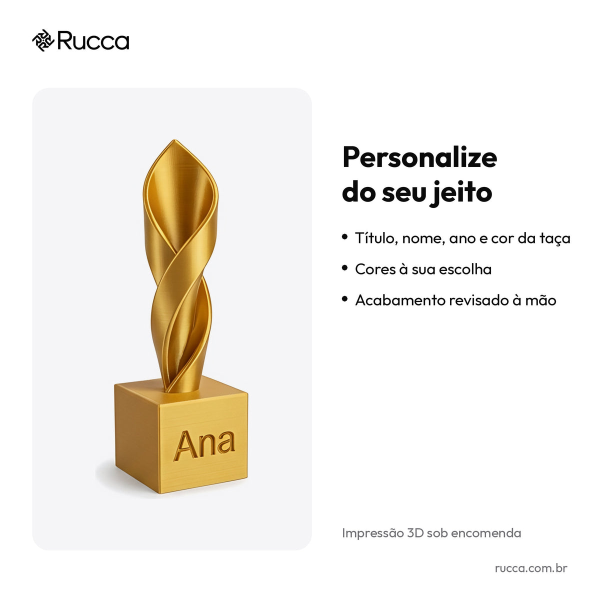Troféu de Homenagem Personalizado — Rucca 3D