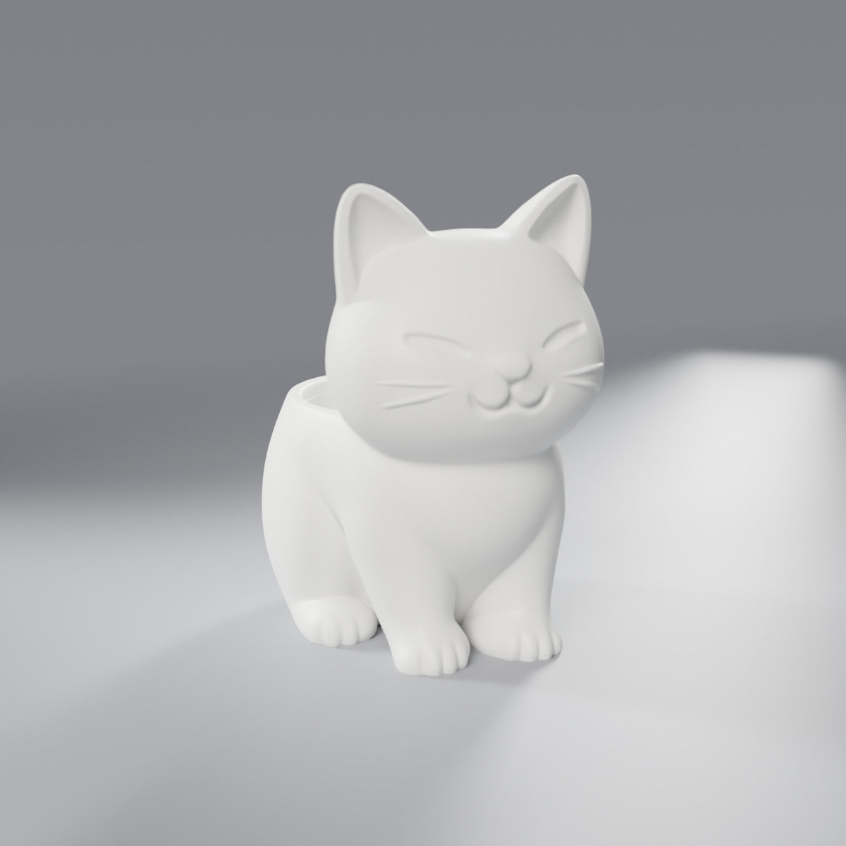Vasinho Gatinho Sorridente para Plantas, Branco