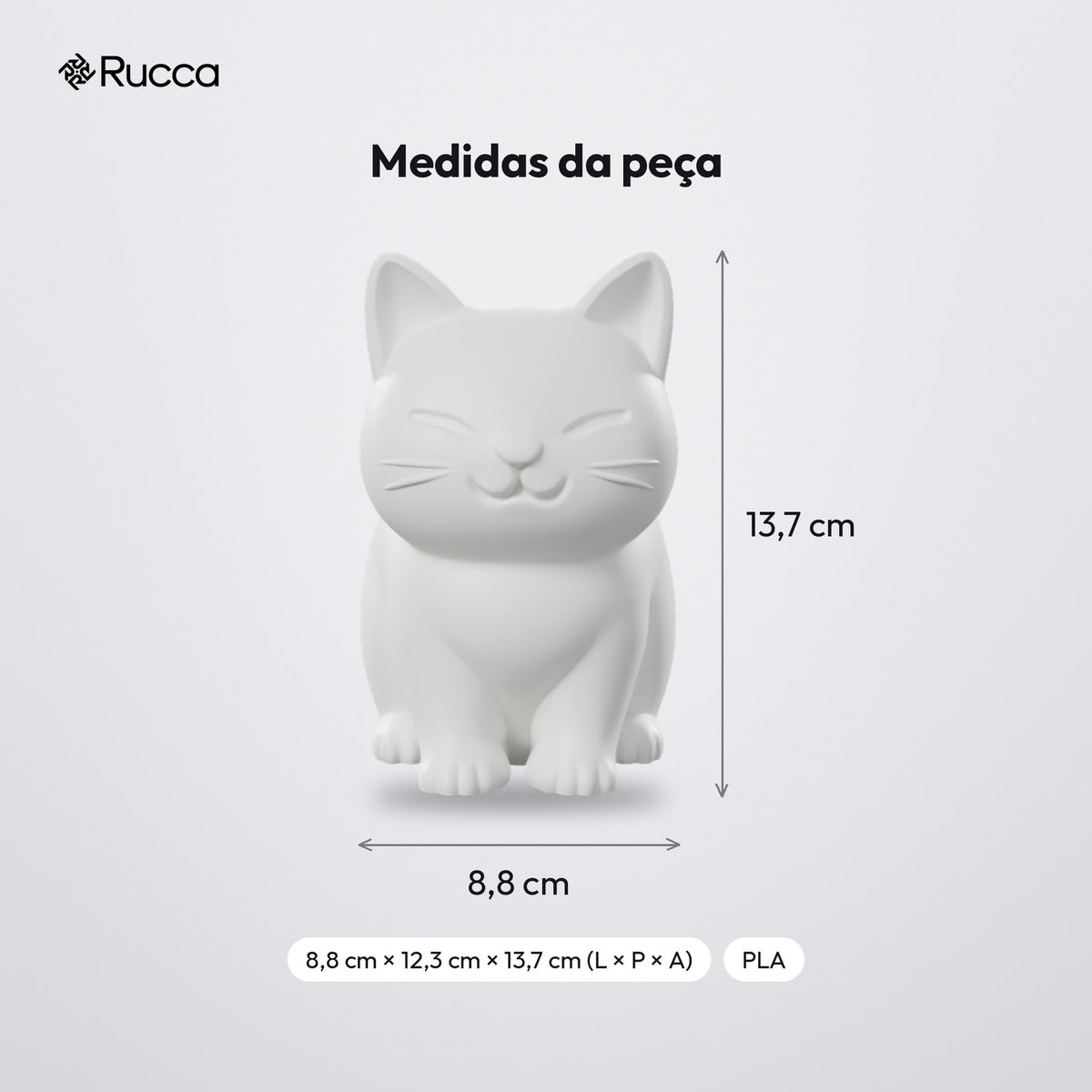 Vasinho Gatinho Sorridente para Plantas: medidas