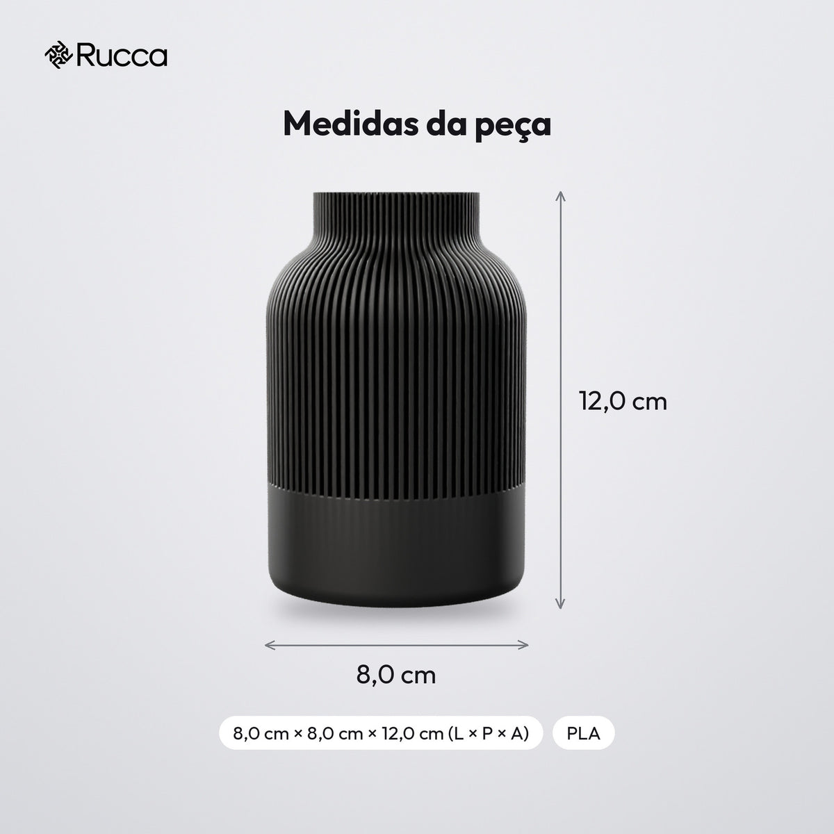 Vaso Decorativo Japandi Canelado 12 cm: medidas