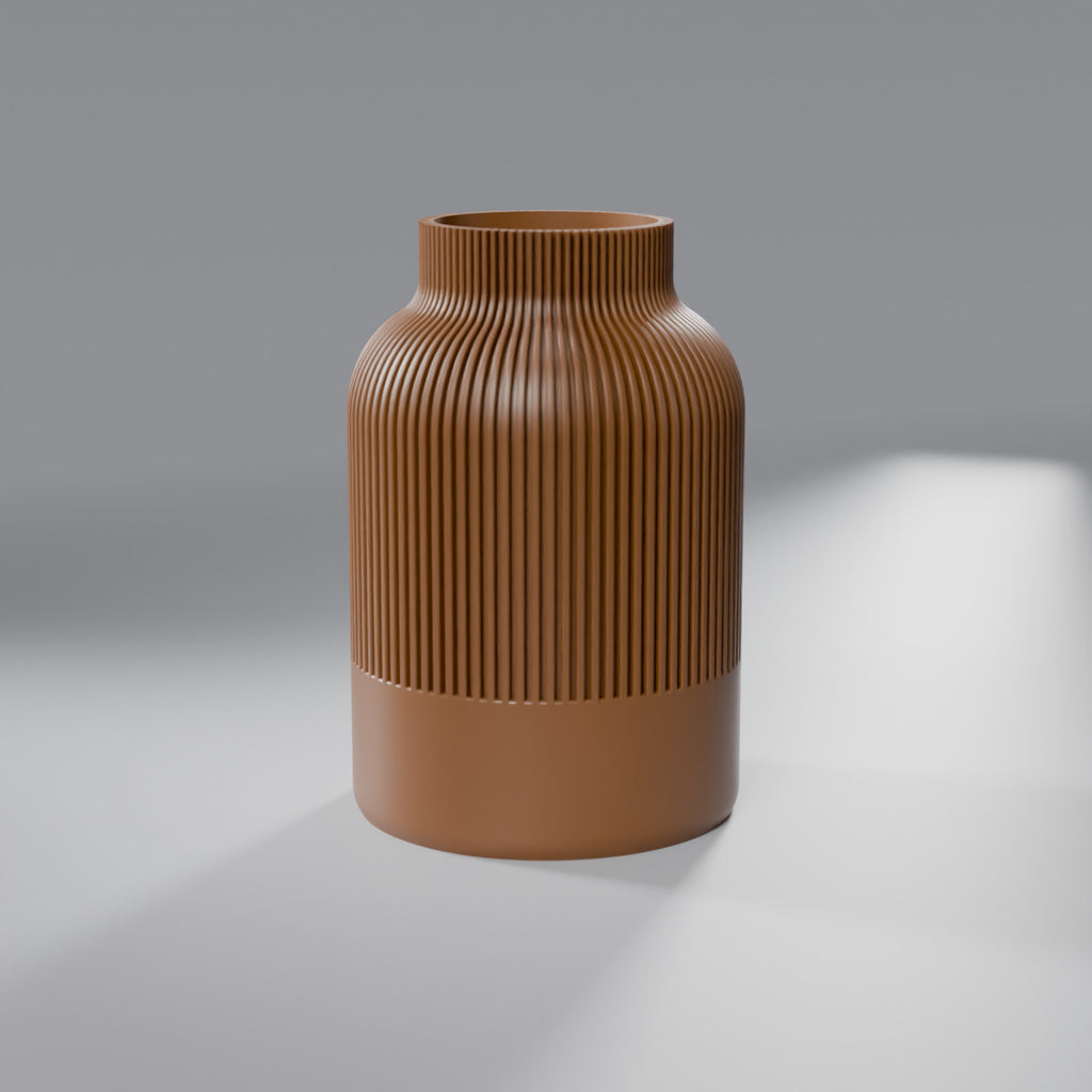 Vaso Decorativo Japandi Canelado 12 cm, Marrom