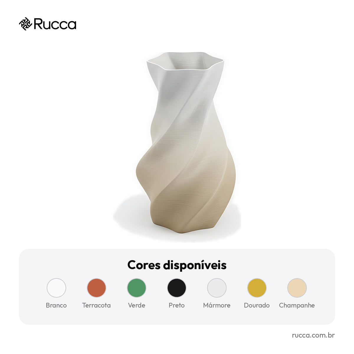 Vaso Paramétrico Twist Ondulado — Rucca 3D