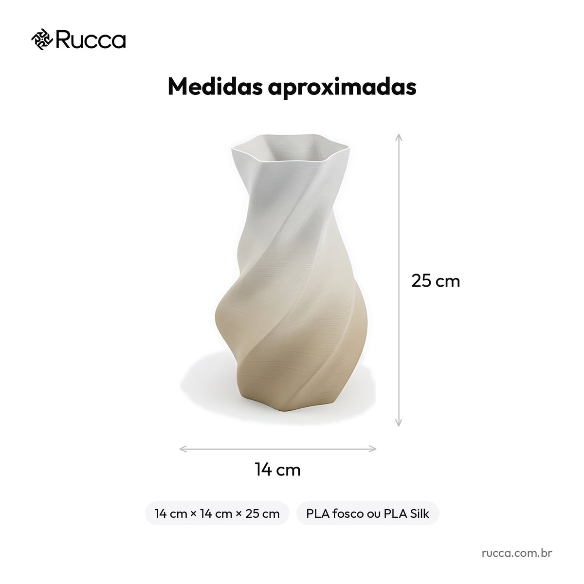 Vaso Paramétrico Twist Ondulado — Rucca 3D