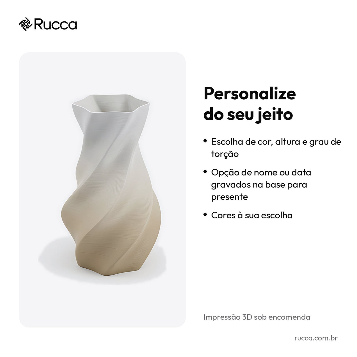 Vaso Paramétrico Twist Ondulado — Rucca 3D