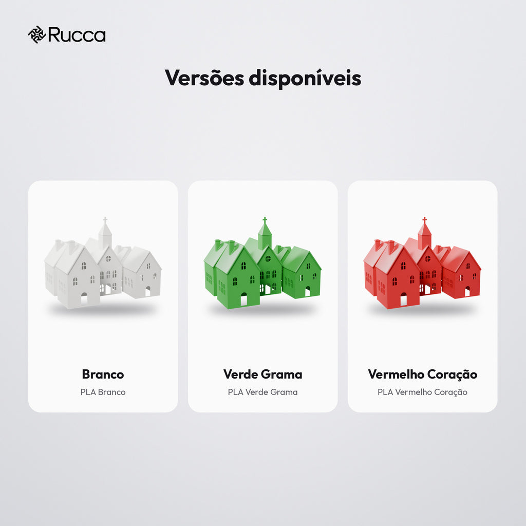 Vila de Natal com 4 Casinhas e Igrejinha para Vela LED: versões disponíveis